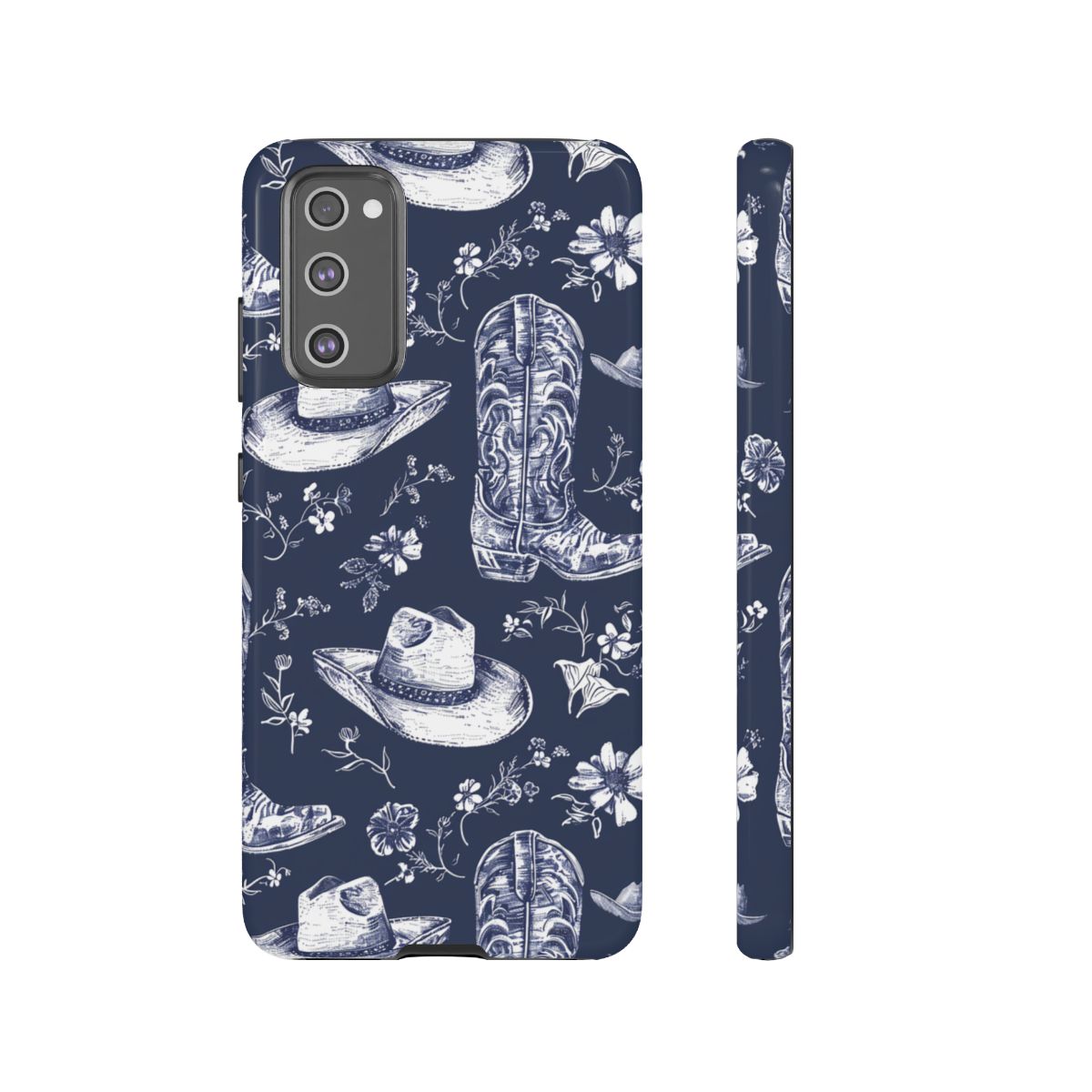 Navy Floral Boots Tough Case
