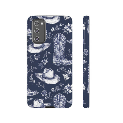 Navy Floral Boots Tough Case