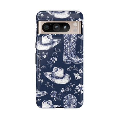 Navy Floral Boots Tough Case