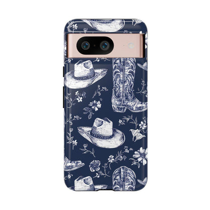 Navy Floral Boots Tough Case