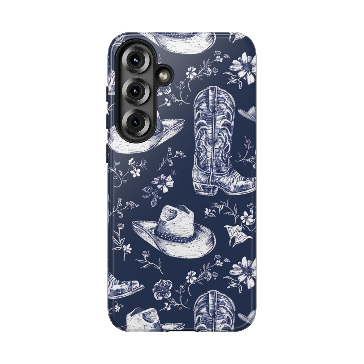 Navy Floral Boots Tough Case