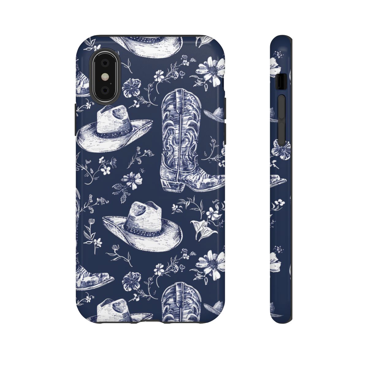 Navy Floral Boots Tough Case