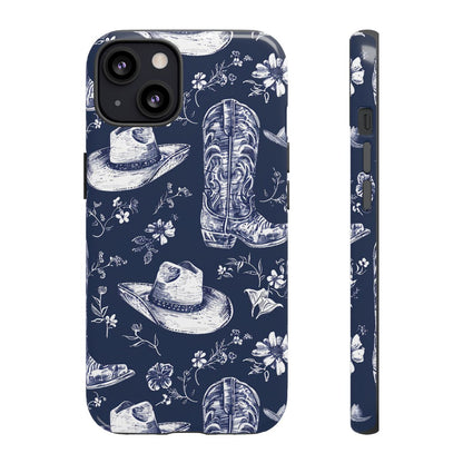 Navy Floral Boots Tough Case