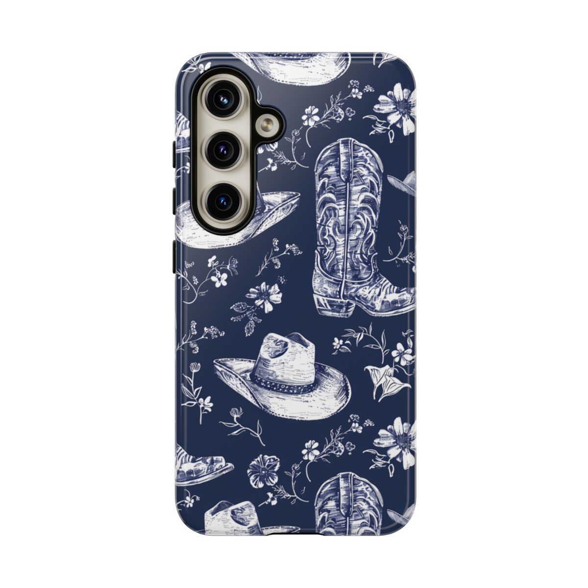 Navy Floral Boots Tough Case