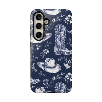 Navy Floral Boots Tough Case