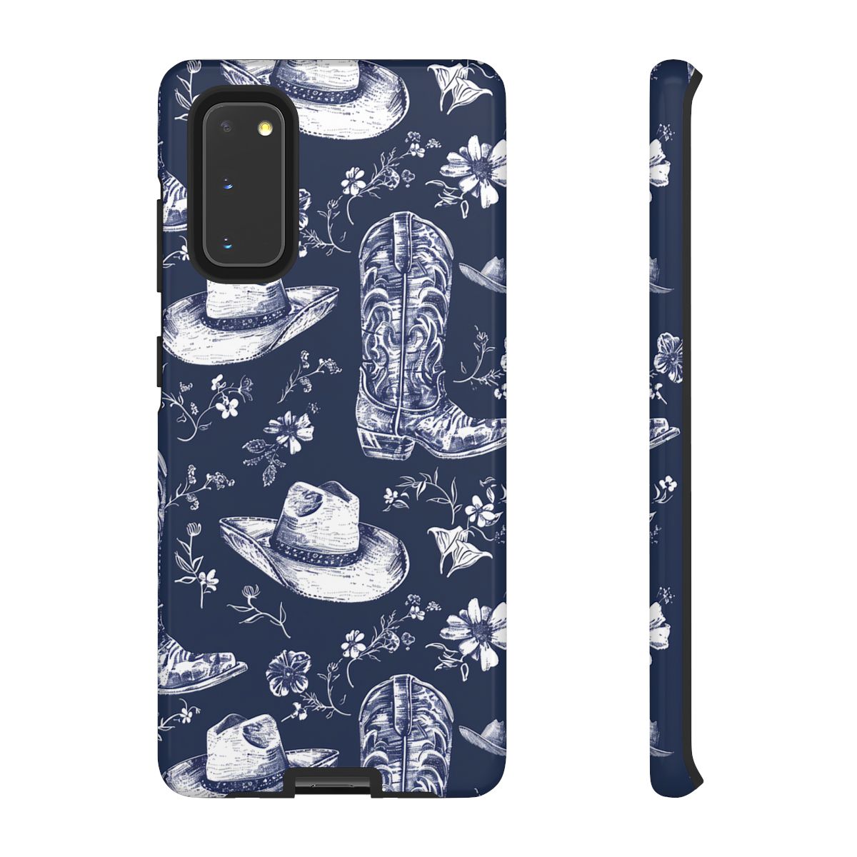 Navy Floral Boots Tough Case