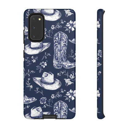Navy Floral Boots Tough Case