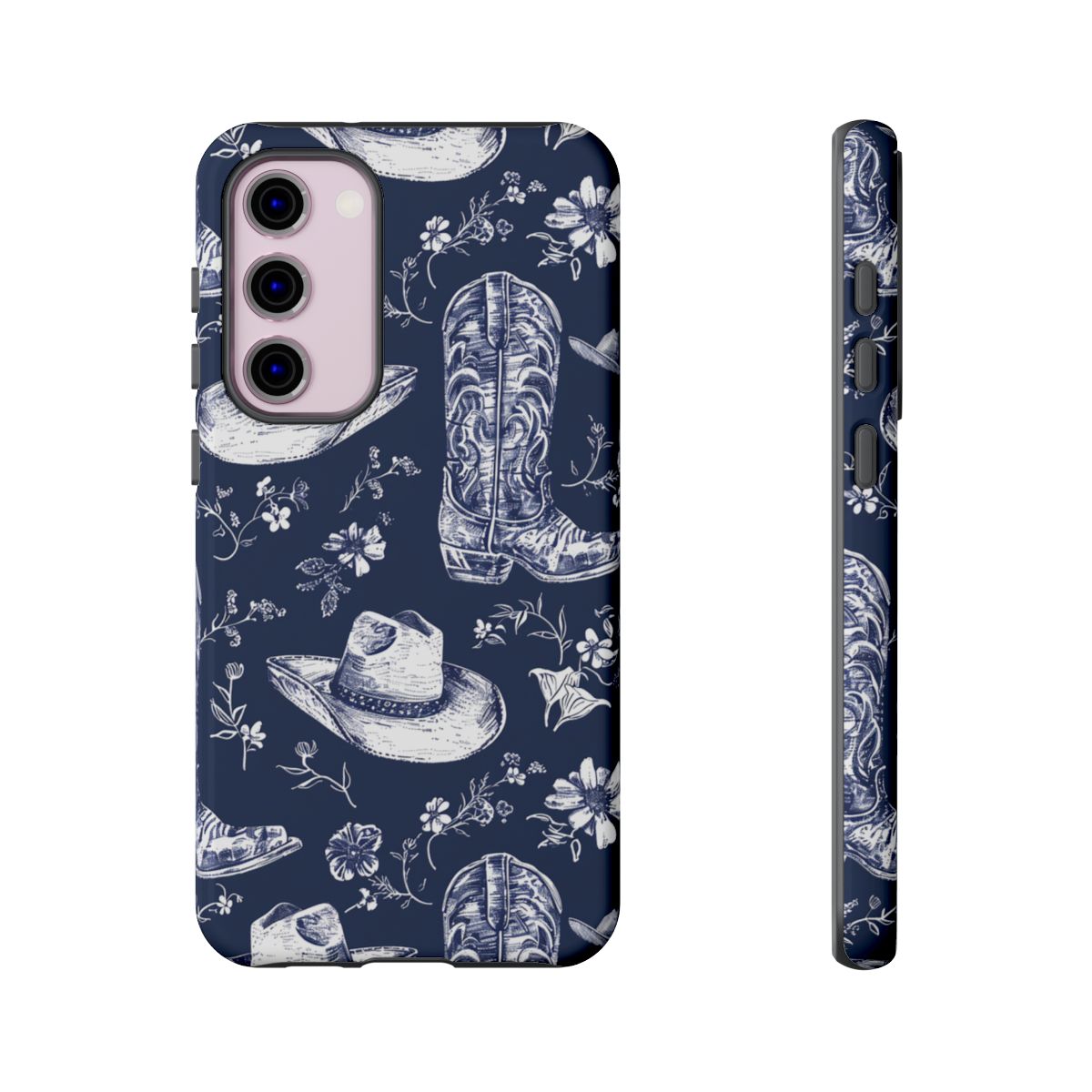 Navy Floral Boots Tough Case