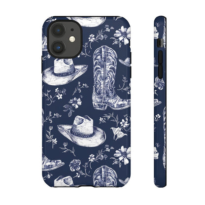 Navy Floral Boots Tough Case