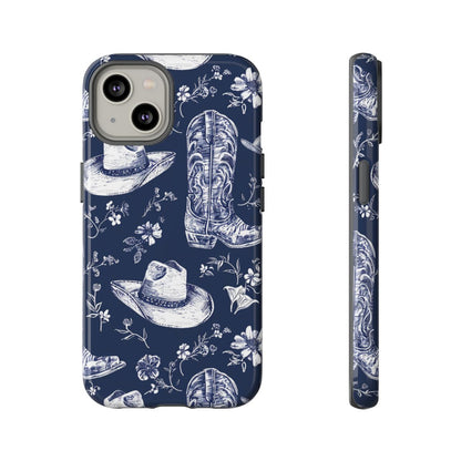 Navy Floral Boots Tough Case