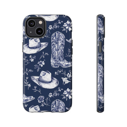 Navy Floral Boots Tough Case
