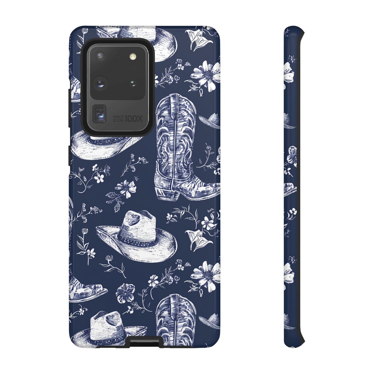 Navy Floral Boots Tough Case