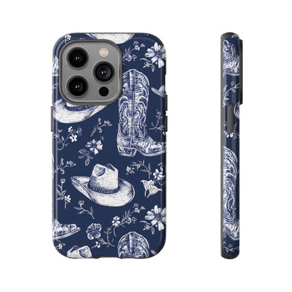 Navy Floral Boots Tough Case