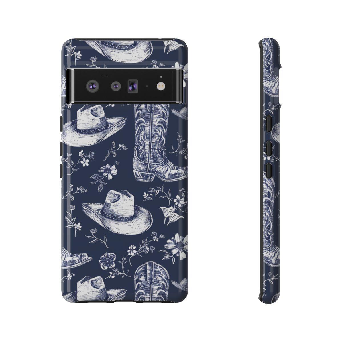 Navy Floral Boots Tough Case