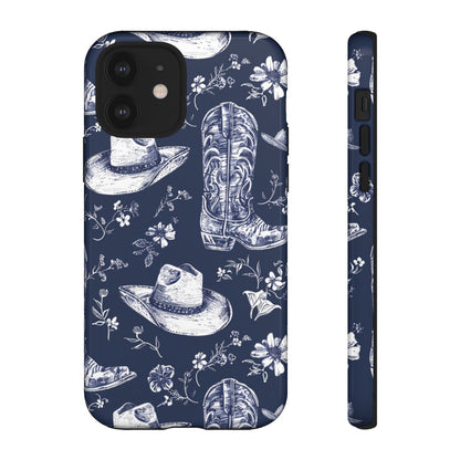 Navy Floral Boots Tough Case