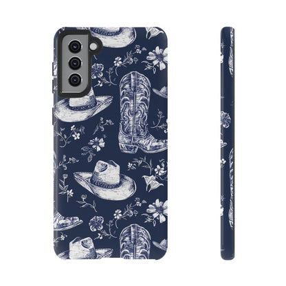 Navy Floral Boots Tough Case