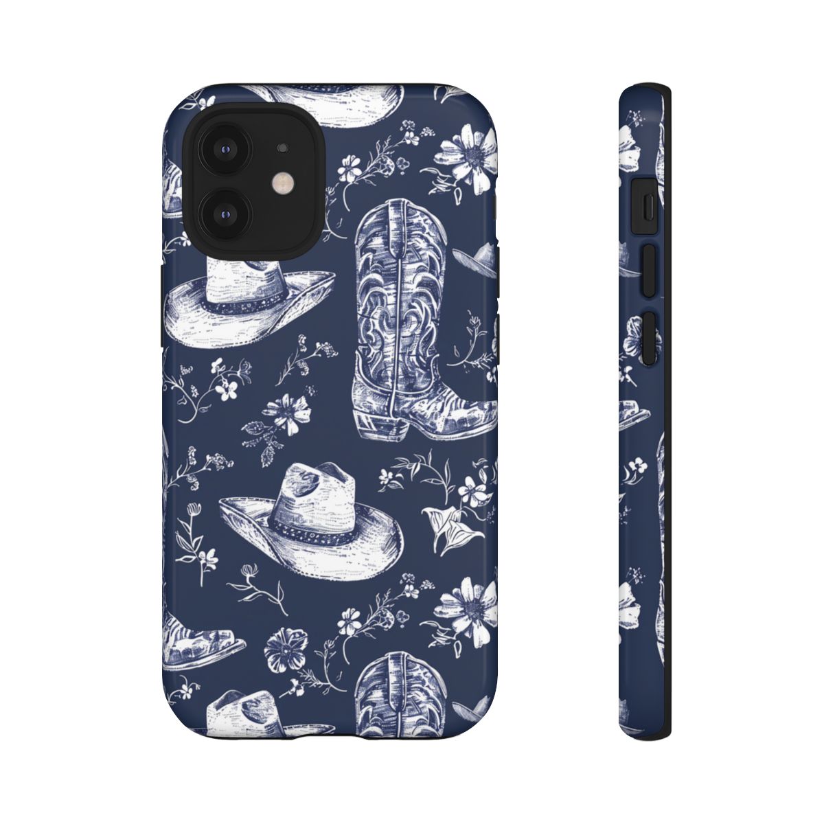 Navy Floral Boots Tough Case