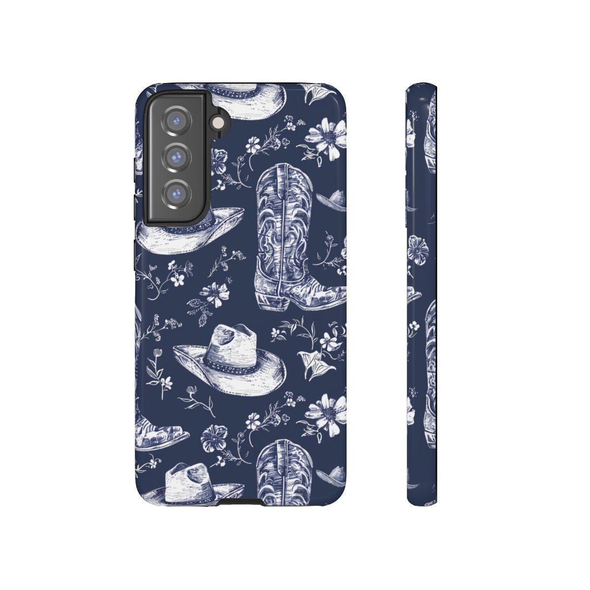 Navy Floral Boots Tough Case