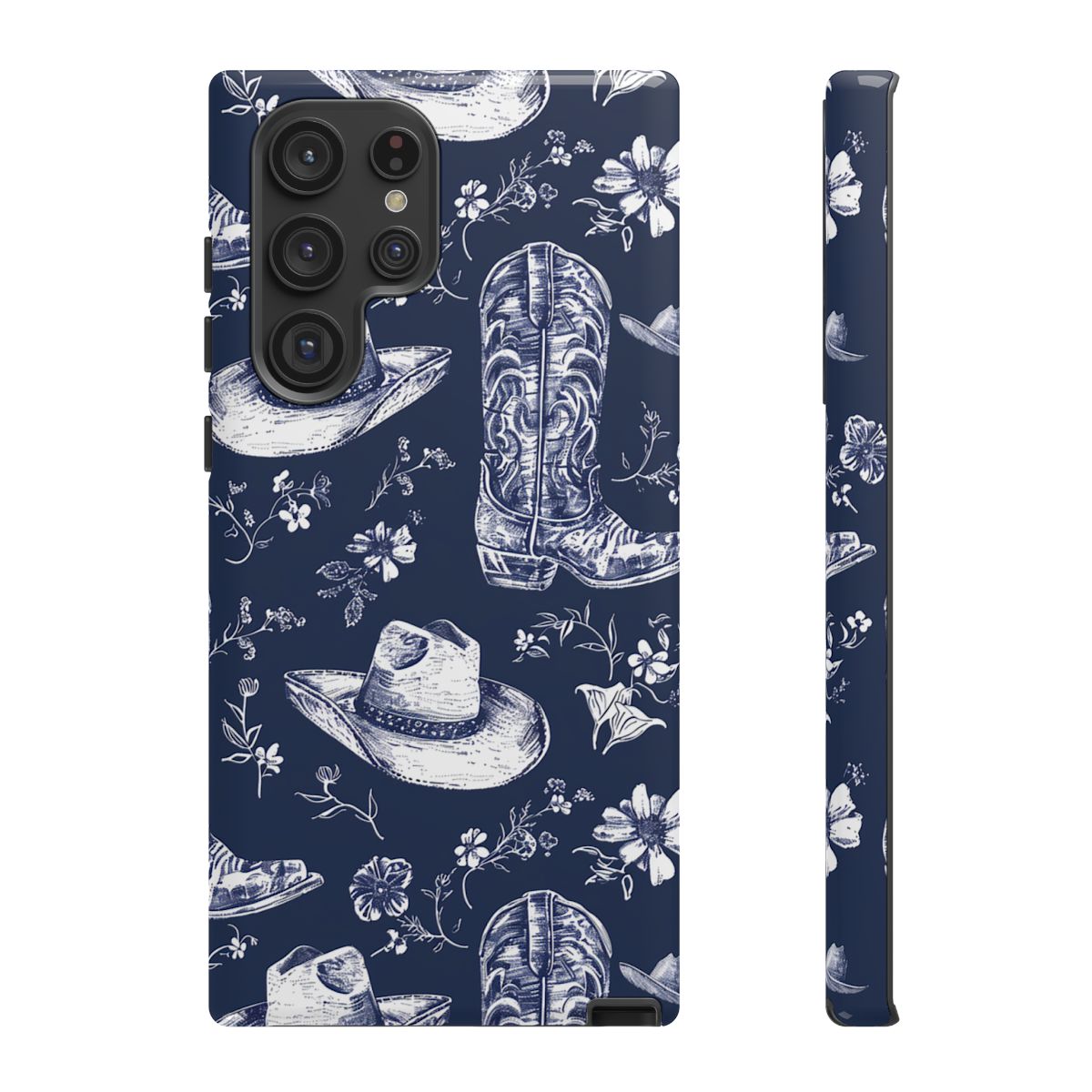 Navy Floral Boots Tough Case