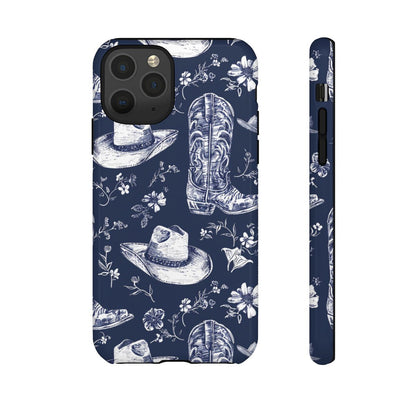 Navy Floral Boots Tough Case
