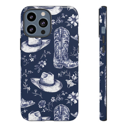 Navy Floral Boots Tough Case