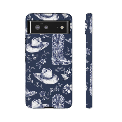 Navy Floral Boots Tough Case