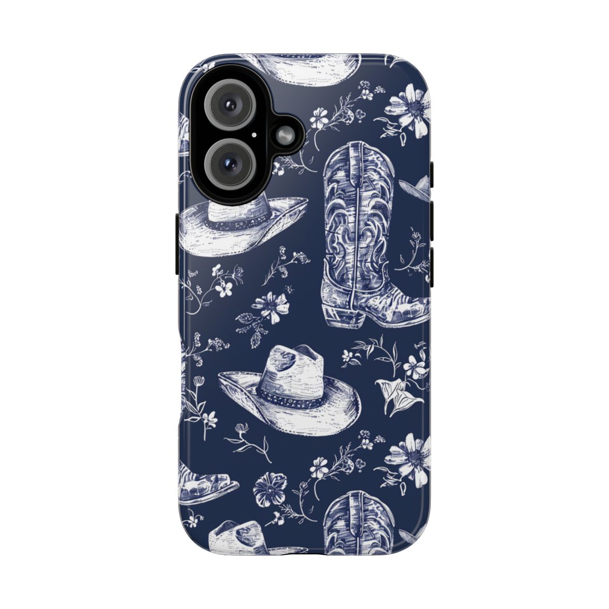 Navy Floral Boots Tough Case