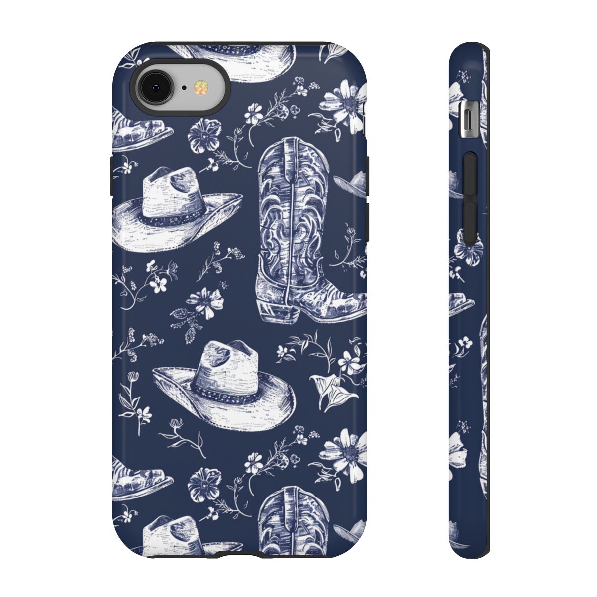 Navy Floral Boots Tough Case