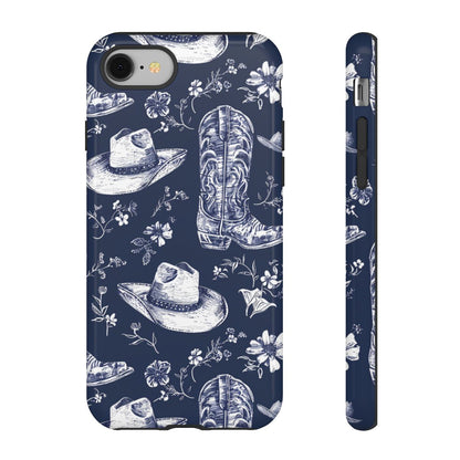 Navy Floral Boots Tough Case