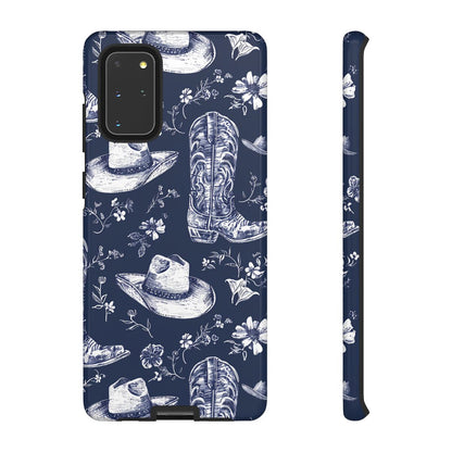 Navy Floral Boots Tough Case