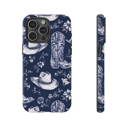 Navy Floral Boots Tough Case