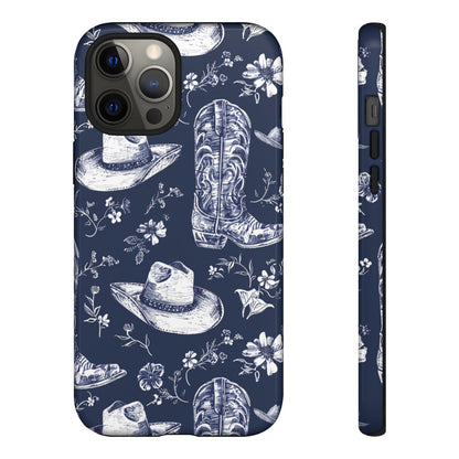 Navy Floral Boots Tough Case