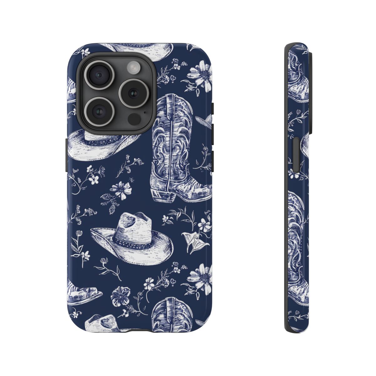 Navy Floral Boots Tough Case
