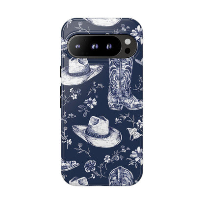 Navy Floral Boots Tough Case