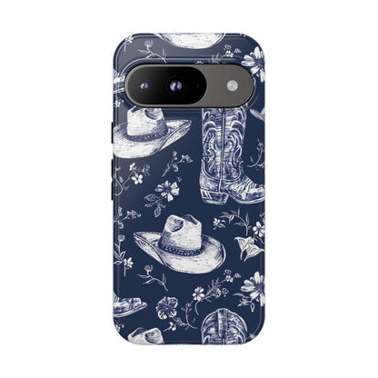 Navy Floral Boots Tough Case