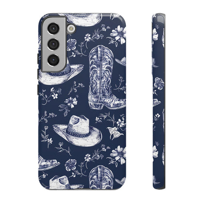 Navy Floral Boots Tough Case
