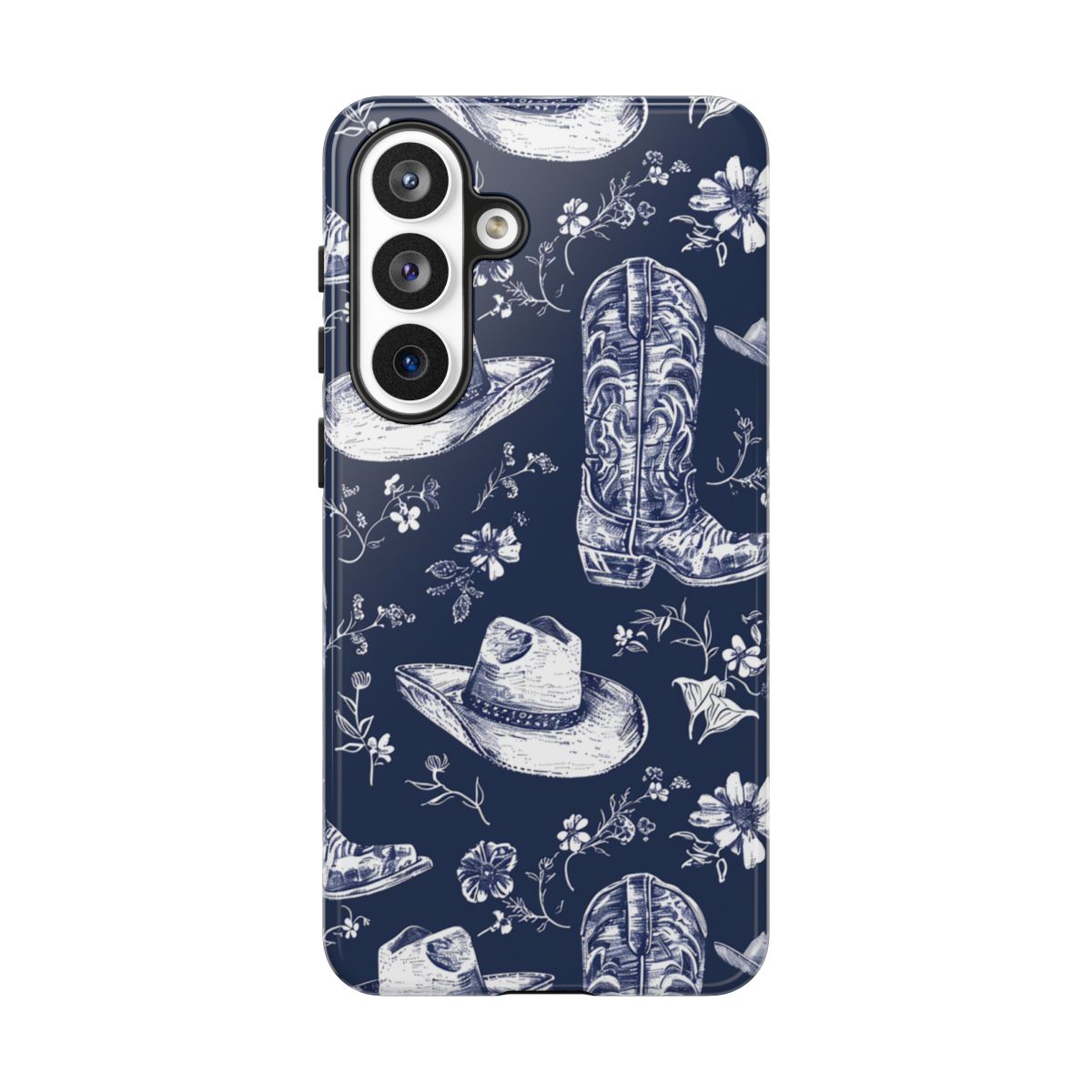 Navy Floral Boots Tough Case