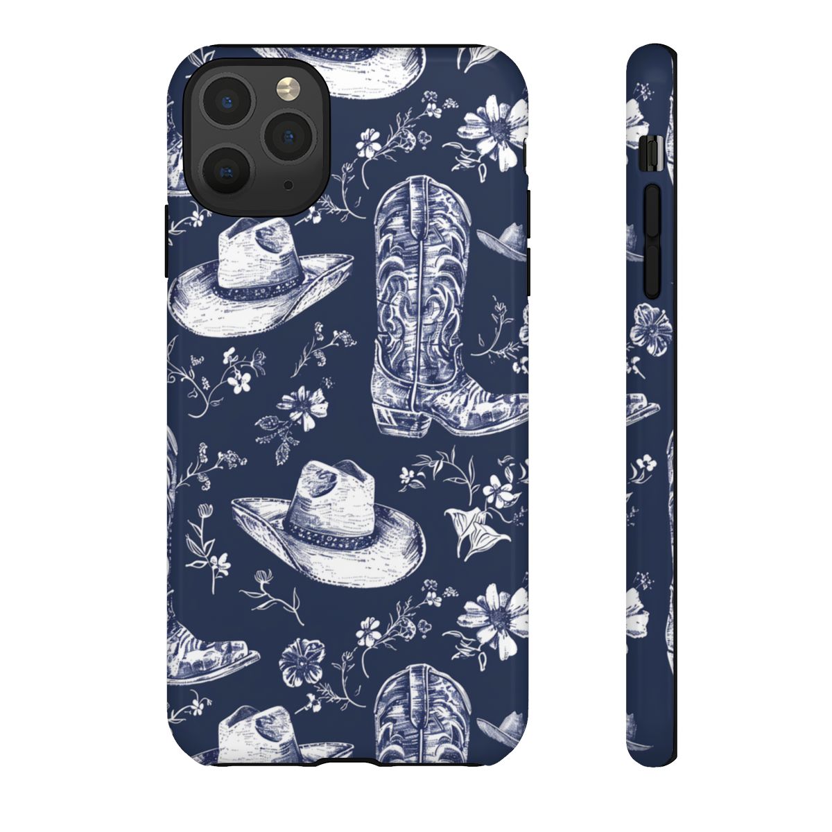 Navy Floral Boots Tough Case