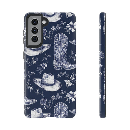 Navy Floral Boots Tough Case