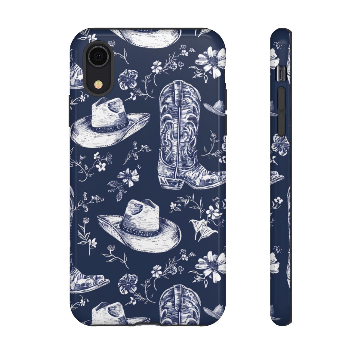 Navy Floral Boots Tough Case