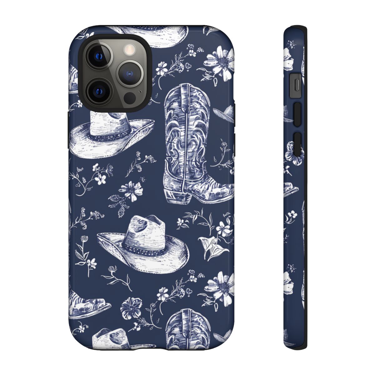 Navy Floral Boots Tough Case