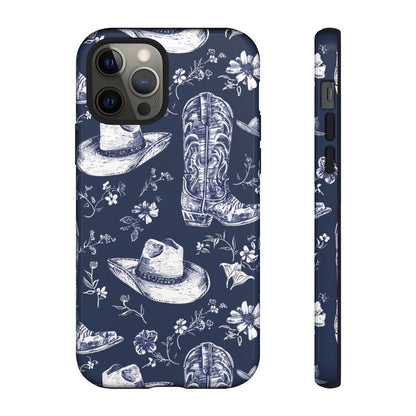 Navy Floral Boots Tough Case
