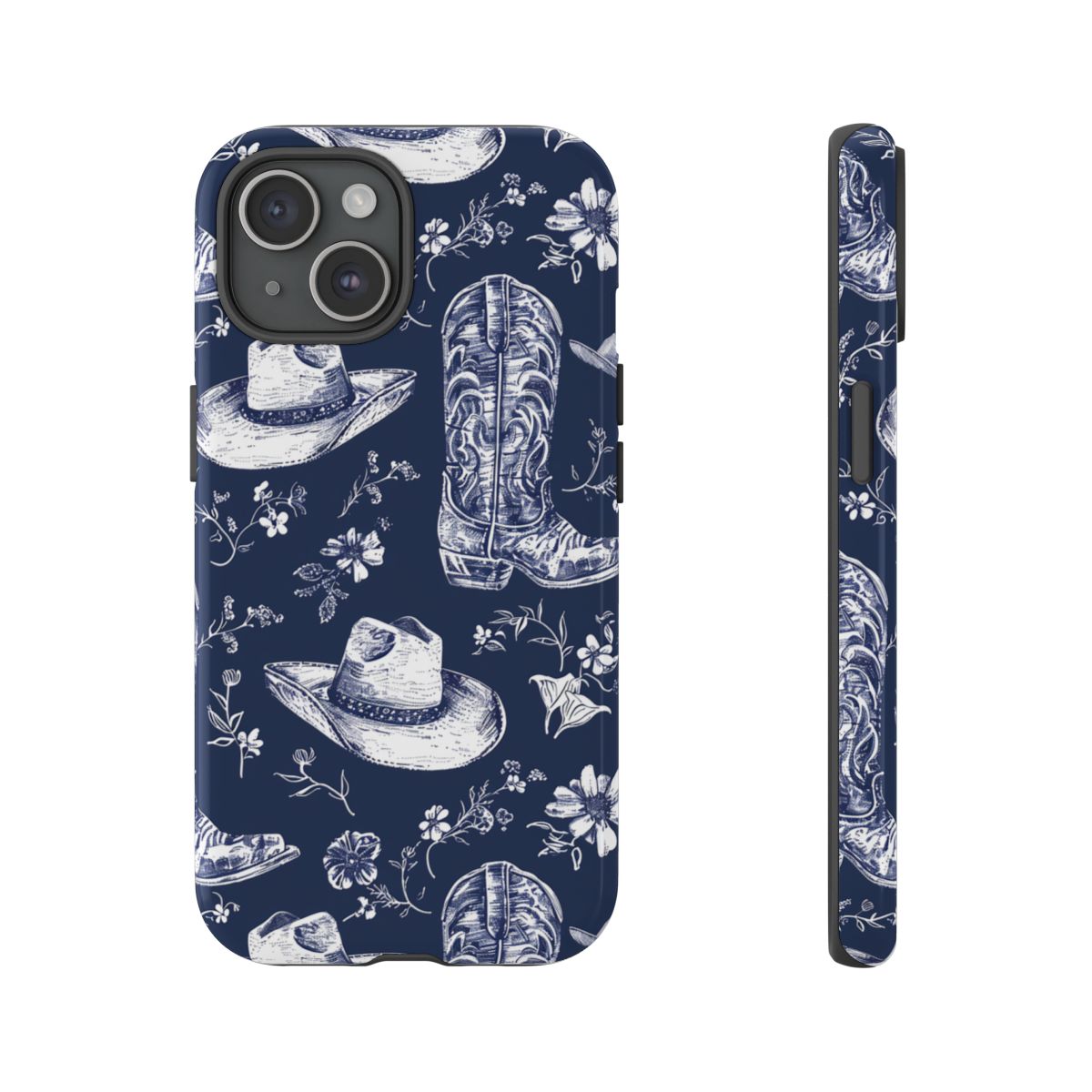 Navy Floral Boots Tough Case
