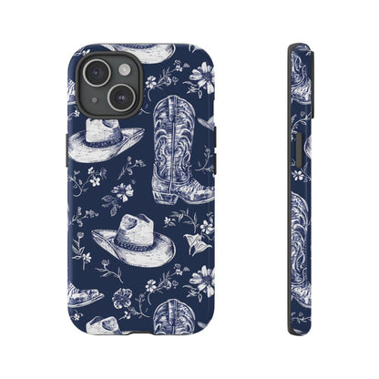 Navy Floral Boots Tough Case