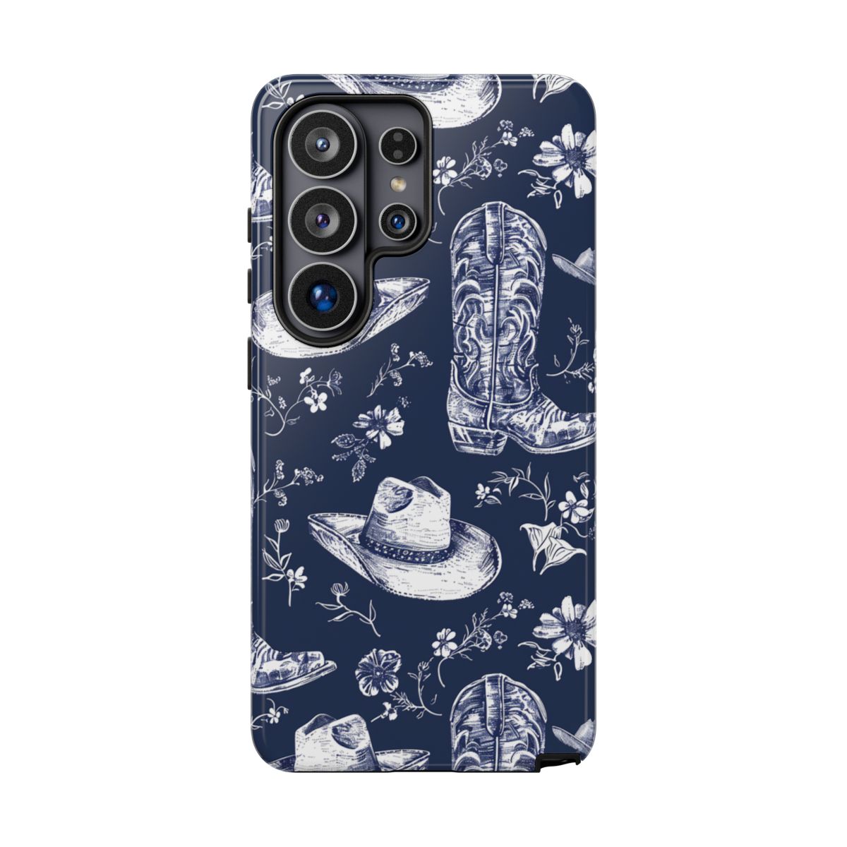 Navy Floral Boots Tough Case