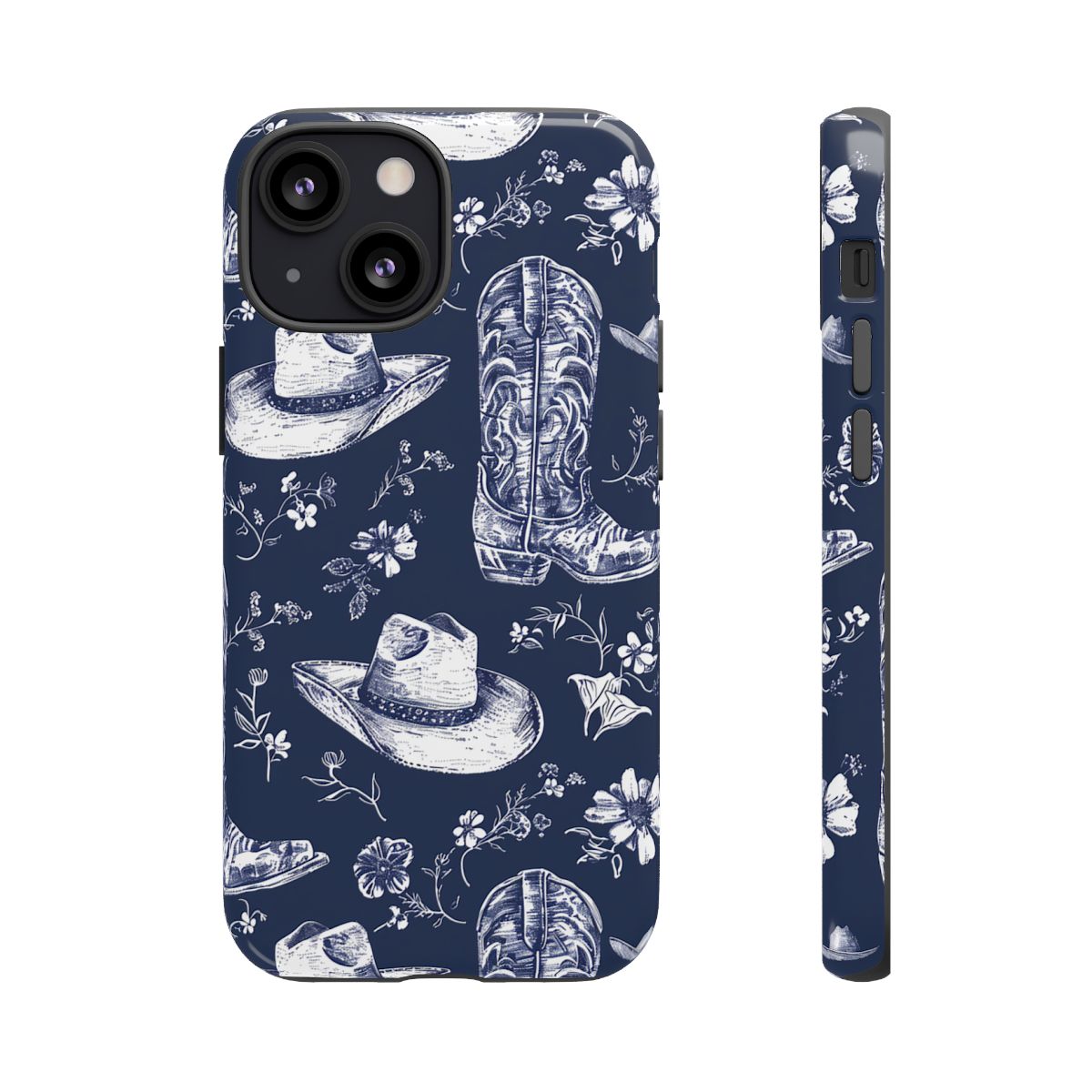 Navy Floral Boots Tough Case