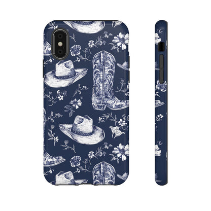 Navy Floral Boots Tough Case