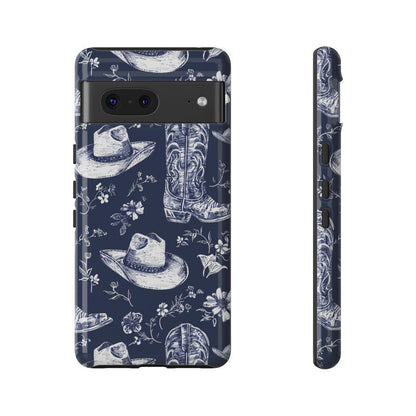 Navy Floral Boots Tough Case