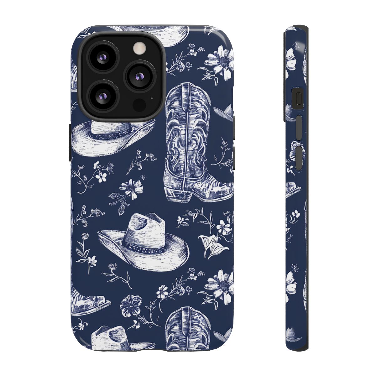 Navy Floral Boots Tough Case