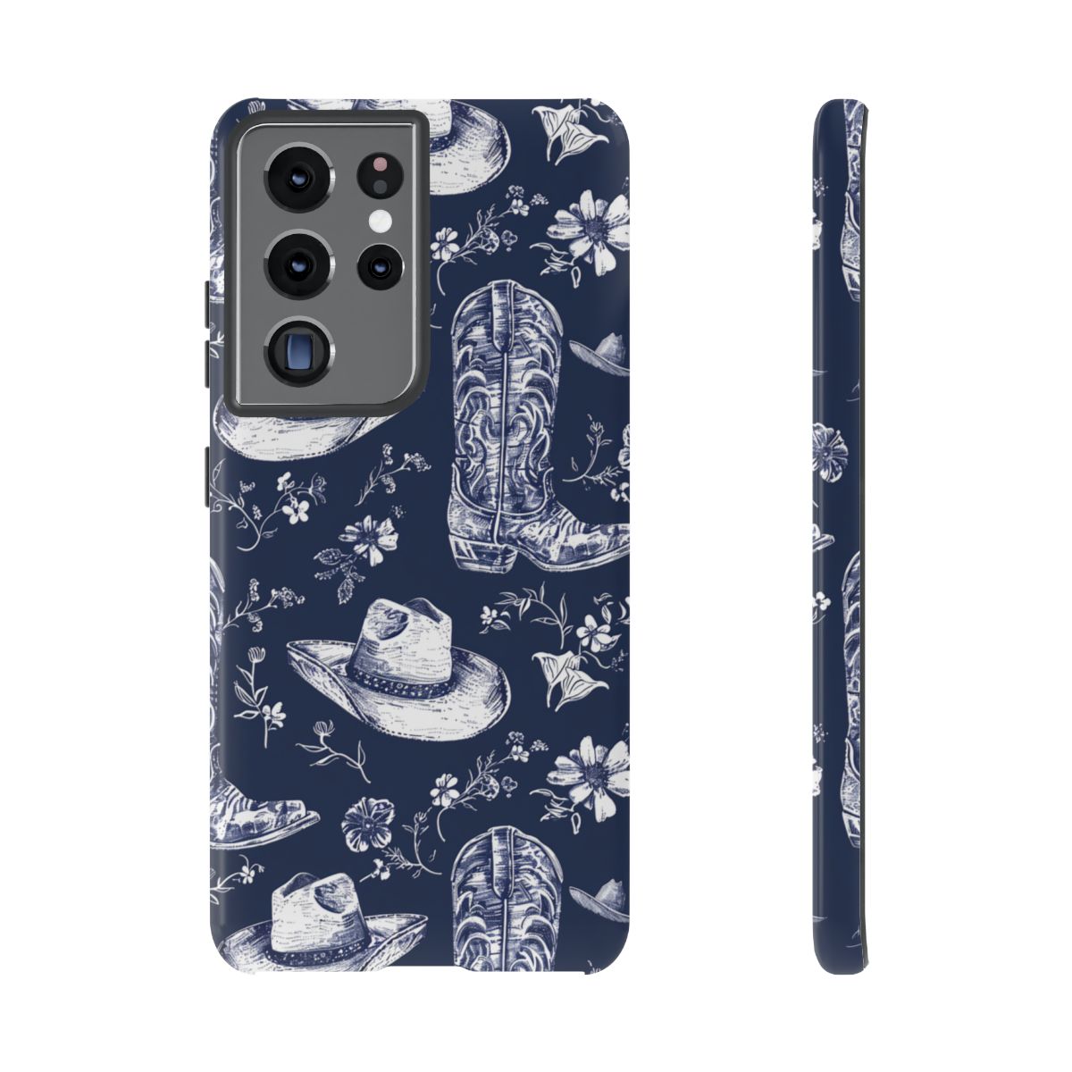 Navy Floral Boots Tough Case